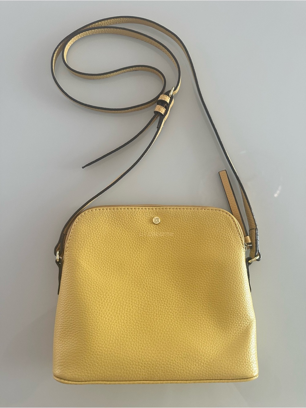 Liz Claiborne Yellow Domed Faux Leather Crossbody Purse Bag